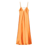 Backless Maxi Dress – Elegant Satin Evening Gown for Formal Events