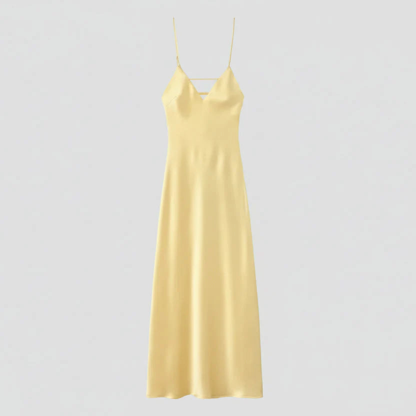 Backless Maxi Dress – Elegant Satin Evening Gown for Formal Events