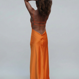Backless Maxi Dress – Elegant Satin Evening Gown for Formal Events