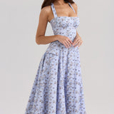 Belle - Daisy Print Halter Neck Midi Dress