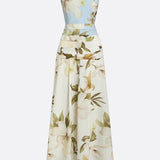 Boat Neck Floral Print Sleeveless Maxi Dress