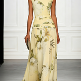 Boat Neck Floral Print Sleeveless Maxi Dress