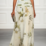 Boat Neck Floral Print Sleeveless Maxi Dress