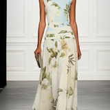 Boat Neck Floral Print Sleeveless Maxi Dress