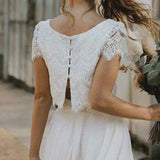 Bohemian Lace Wedding Dress – Elegant High-Low Design for Outdoor Ceremonies