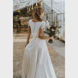 Bohemian Lace Wedding Dress – Elegant High-Low Design for Outdoor Ceremonies