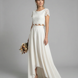 Bohemian Lace Wedding Dress – Elegant High-Low Design for Outdoor Ceremonies
