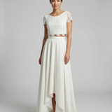 Bohemian Lace Wedding Dress – Elegant High-Low Design for Outdoor Ceremonies