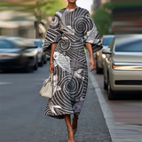 Bohemian Midi Dress – Chic High Waist Design for Summer Office Wear
