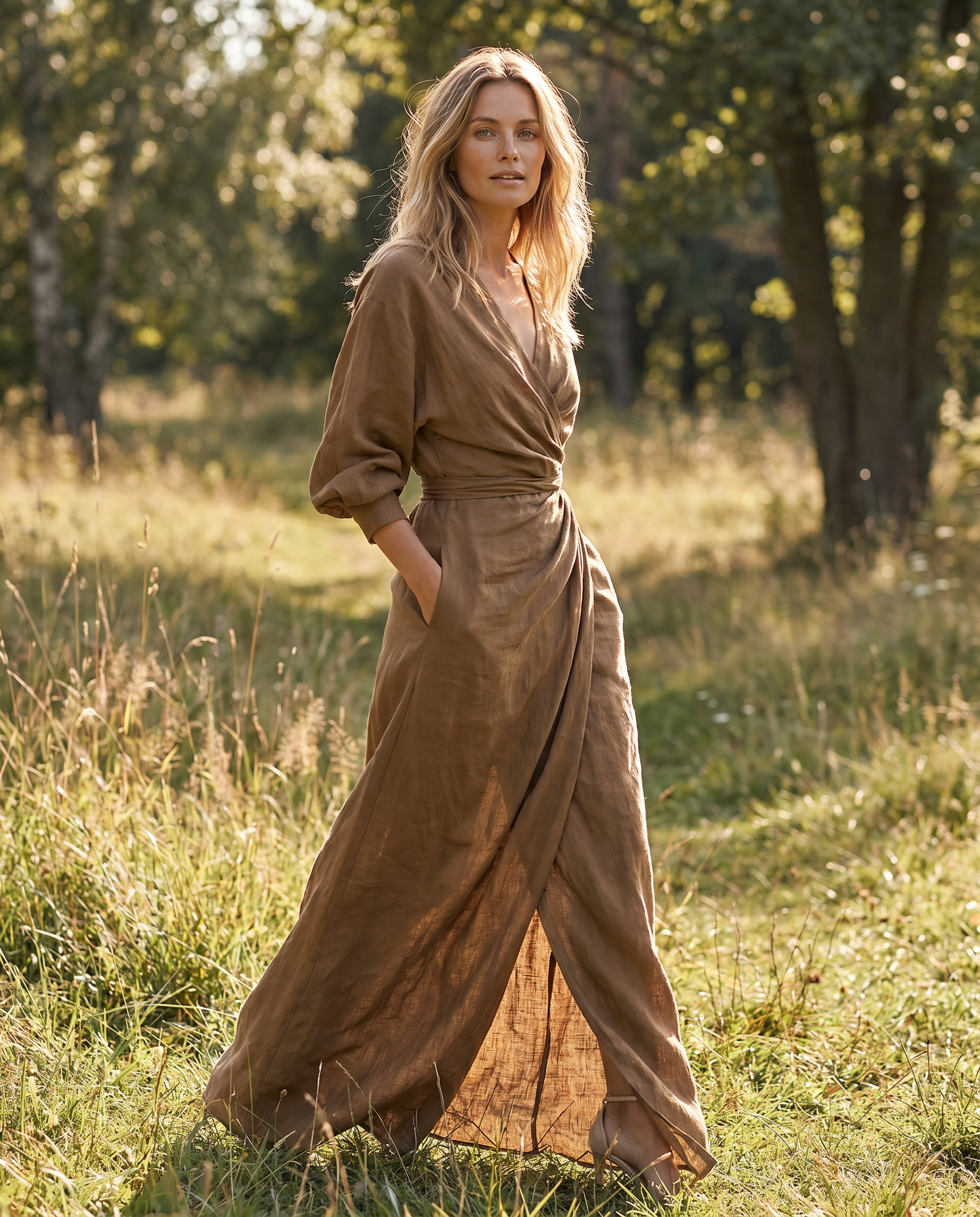 Boho V Neck Maxi Dress – Elegant Draped Design for Summer Parties