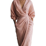 Boho V Neck Maxi Dress – Elegant Draped Design for Summer Parties