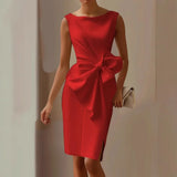 Bow Dress – Elegant Sleeveless Slim Fit Evening Wear