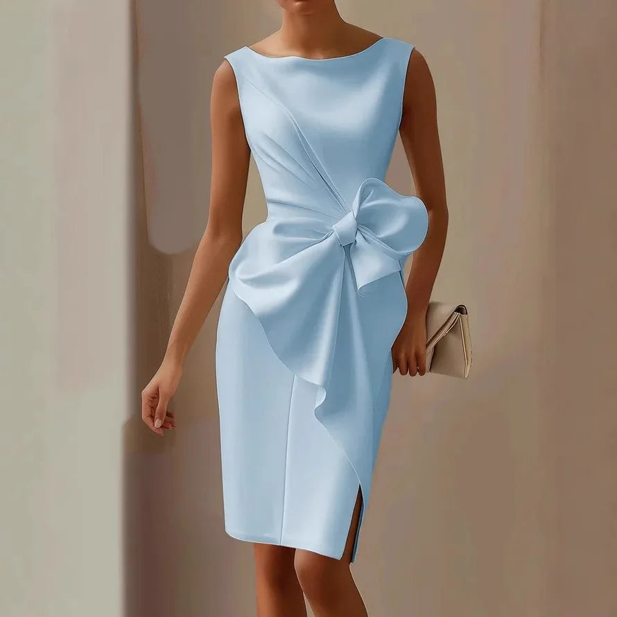 Bow Dress – Elegant Sleeveless Slim Fit Evening Wear