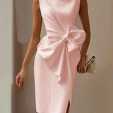 Bow Dress – Elegant Sleeveless Slim Fit Evening Wear