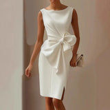Bow Dress – Elegant Sleeveless Slim Fit Evening Wear