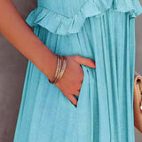 Ilona - Halterneck Dress With Ruffles and Maxi Pockets
