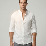 Cedar Men's Linen Shirt – Lightweight Stand-Up Collar for Summer Comfort