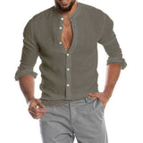 Cedar Men's Linen Shirt – Lightweight Stand-Up Collar for Summer Comfort