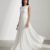Draped Cowl Neck Sleeveless Pleated Midi Dress - Elegant Formal Wedding Guest Dress
