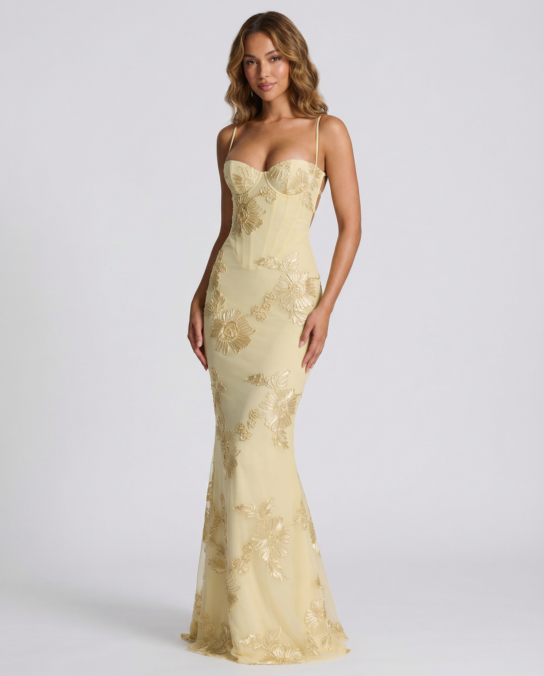Floral Evening Dress – Elegant Backless Design for Wedding Guest or Special Occasions