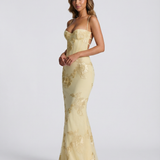 Floral Evening Dress – Elegant Backless Design for Wedding Guest or Special Occasions