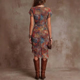 Floral Print Bodycon Dress – Elegant V-Neck Summer Outfit