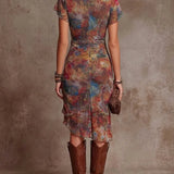 Floral Print Bodycon Dress – Elegant V-Neck Summer Outfit