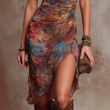 Floral Print Bodycon Dress – Elegant V-Neck Summer Outfit