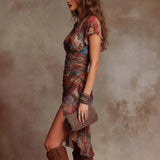 Floral Print Bodycon Dress – Elegant V-Neck Summer Outfit