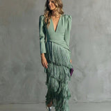 Clara | Elegant Dress with Fringe Sleeves