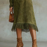 Aurora | Suede Fringe Dress