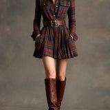 Magdalena | Elegant short checkered dress
