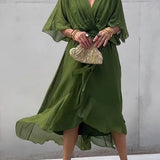 Thyra - V Neck Midi Dress