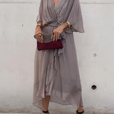 Thyra - V Neck Midi Dress