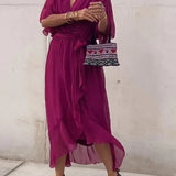 Thyra - V Neck Midi Dress