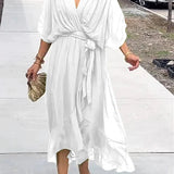 Thyra - V Neck Midi Dress
