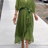 Thyra - V Neck Midi Dress