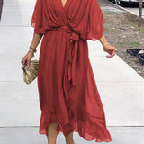 Thyra - V Neck Midi Dress