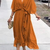 Thyra - V Neck Midi Dress