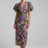 Arielle - Colourful Dress With Pleated Sleeves