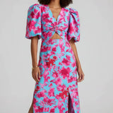 Arielle - Colourful Dress With Pleated Sleeves