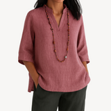 Linen Tunic Top with Minimal Relaxed Silhouette