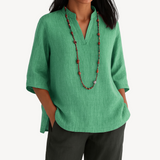 Linen Tunic Top with Minimal Relaxed Silhouette