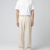 Men's Wide Leg Pleated Trousers – High Waisted Relaxed Fit Tailored Smart Casual Pants