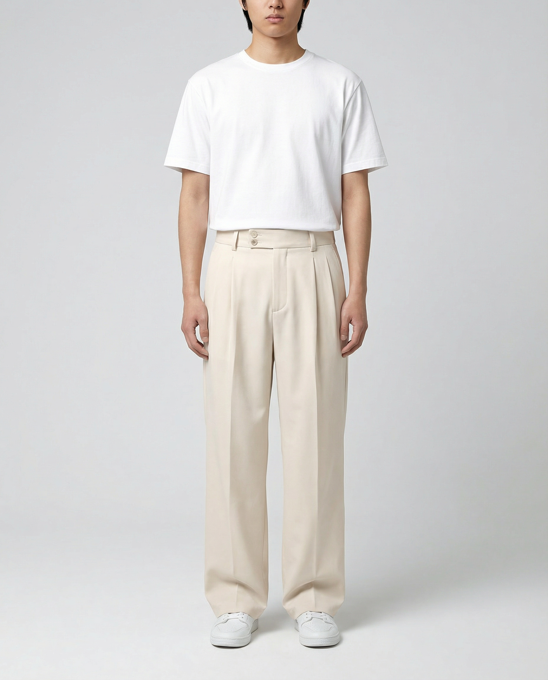Men's Wide Leg Pleated Trousers – High Waisted Relaxed Fit Tailored Smart Casual Pants