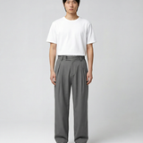 Men's Wide Leg Pleated Trousers – High Waisted Relaxed Fit Tailored Smart Casual Pants