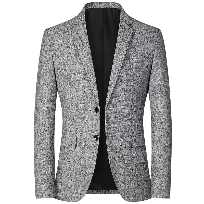 Men's Blazer Jacket – Simple Solid Color for Business Casual Style