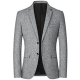 Men's Blazer Jacket – Simple Solid Color for Business Casual Style