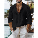 Men's Blue Casual Shirt – Breathable Cotton-Linen Blend for Summer Comfort