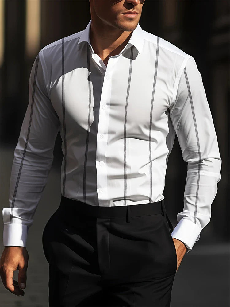 Men's Casual Button Down Shirt – Lightweight Solid Color Long Sleeve Top